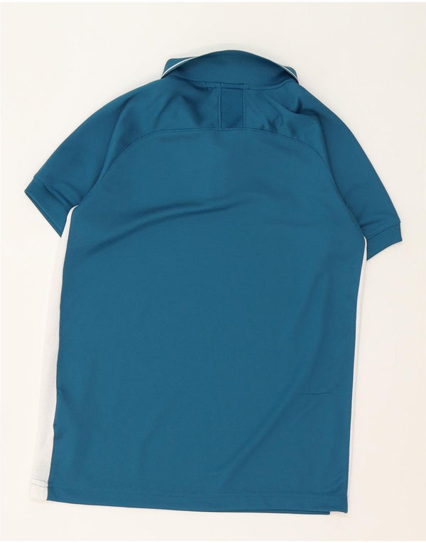 Nike Boys Polo Shirt 12-13 Years Large Blue Colourblock Polyester