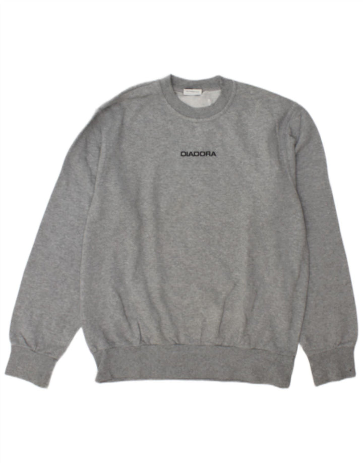 Diadora Herre Grafisk Sweatshirt Jumper Medium Grå Bomuld