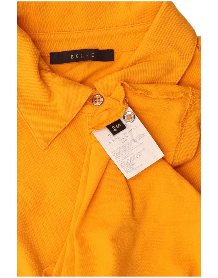 Belfe Dame Polo Shirt UK 10 Lille Gul Bomuld