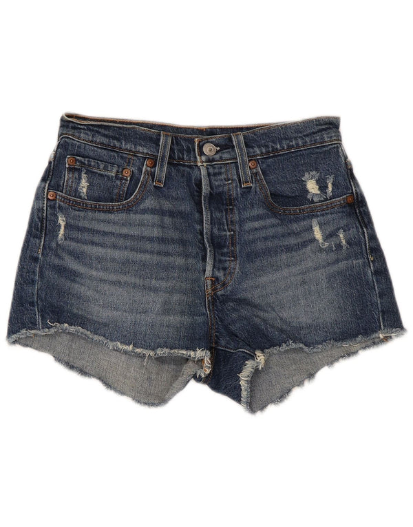 LEVI'S Womens 501 Distressed denimshorts W26 Små blå bomuld