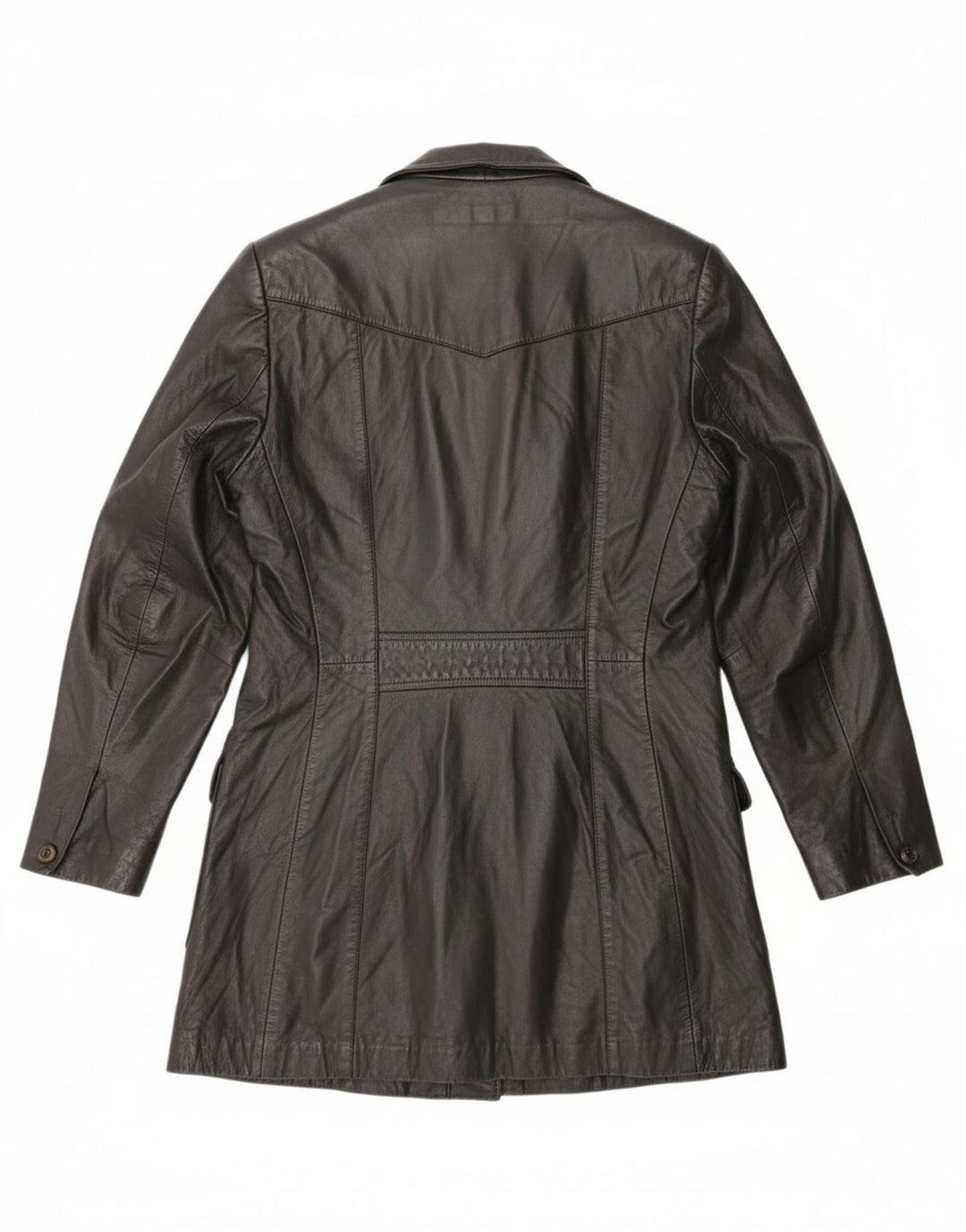 ANFOR Womens Double Breasted Leather Coat IT 50 XL Black Leather Vintage Anfor and Second-Hand Anfor from Messina Hembry 