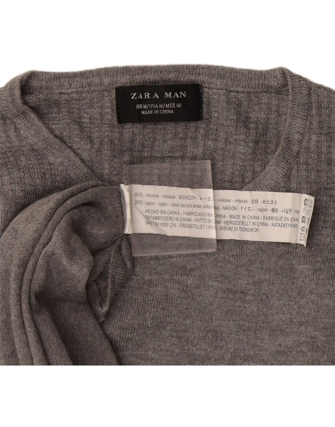 Zara Herre trøjetrøje med rund hals Medium grå Flecked Viscose