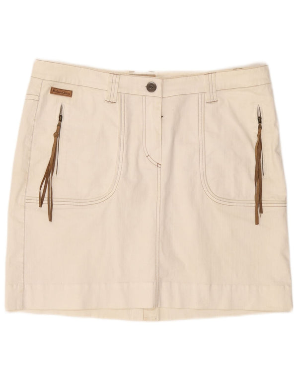 MARLBORO CLASSICS Højtaljet mininederdel til kvinder EU 50 3XL W36 hvid bomuld