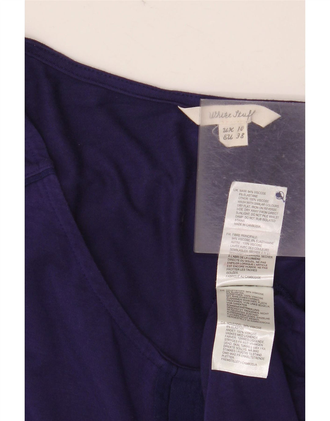 WHITE STUFF Dame Top Langærmet UK 10 Small Purple Viscose