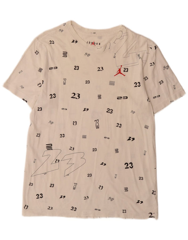 Jordan Herre grafisk T-shirt Top Medium hvid bomuld