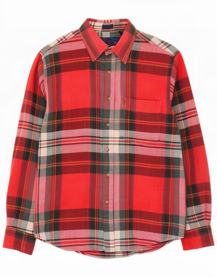 Vintage Flannelskjorte til mænd Medium rød ternet bomuld
