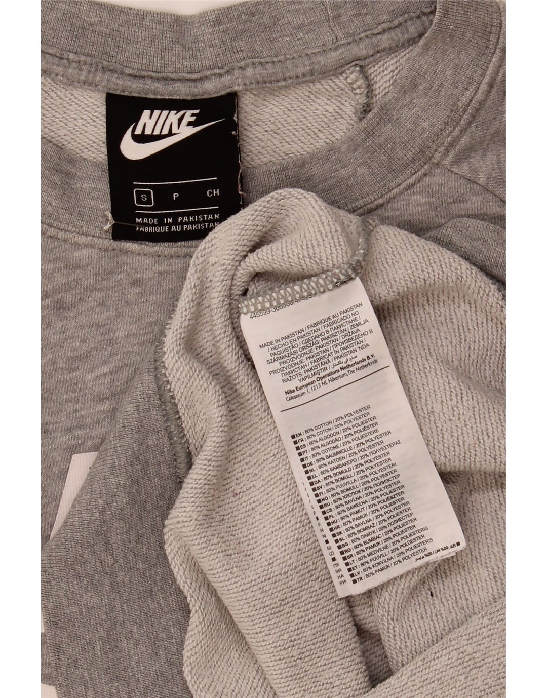 Nike Dame Oversized Grafisk Sweatshirt Jumper UK 10 Small Grey Flecked
