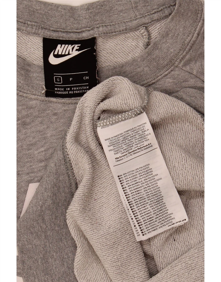 Nike Dame Oversized Grafisk Sweatshirt Jumper UK 10 Small Grey Flecked