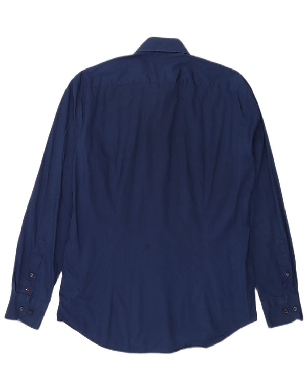 TOMMY HILFIGER Herre skjorte med pasform str. 40 15 3/4 Medium marineblå bomuld