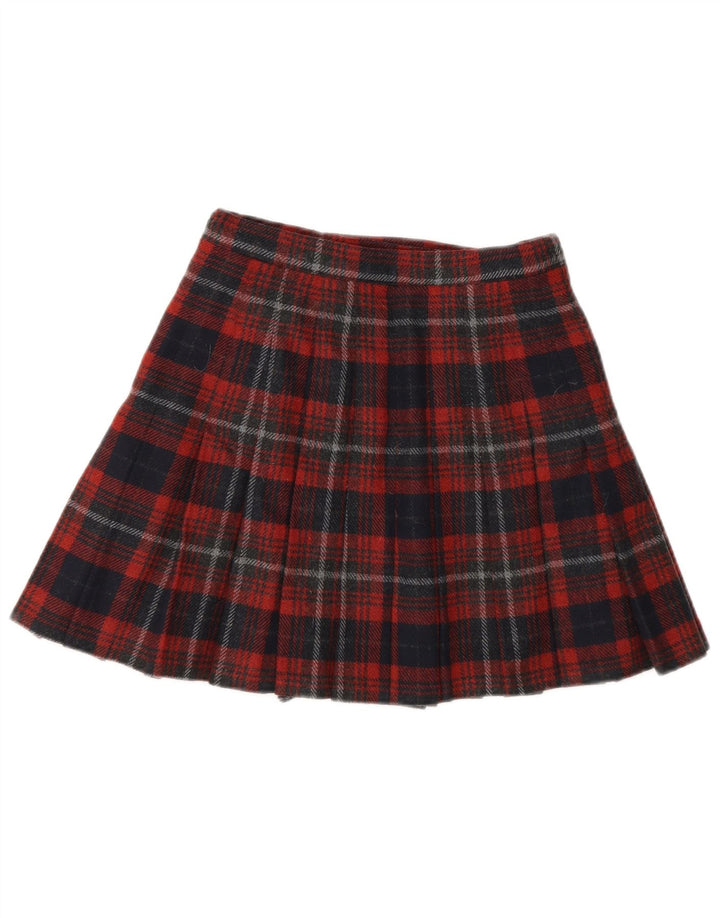Stefanel Dame Mini Wrap Nederdel IT 38 XS W22 Rød Plaid Uld