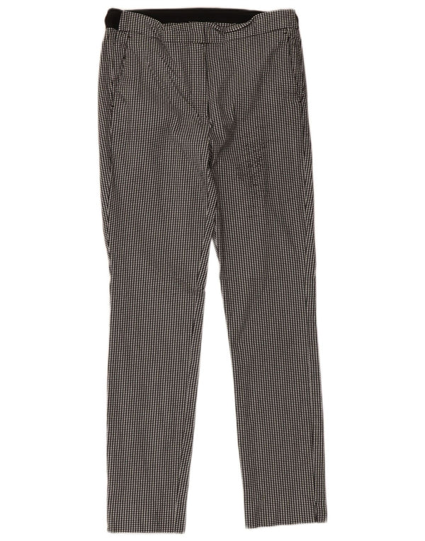 Zara Dame Slim Cropped Trousers Medium W28 L25 Sort Gingham Viscose