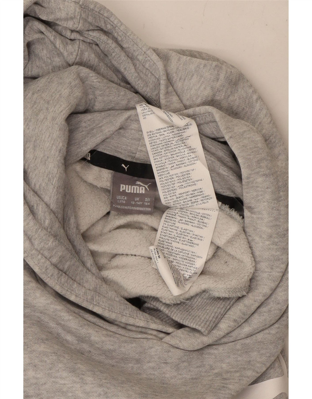 PUMA Grafisk hættetrøje til drenge 13-14 år Grå bomuld