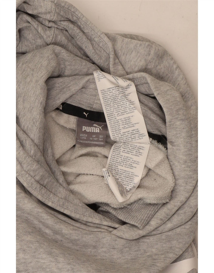 PUMA Grafisk hættetrøje til drenge 13-14 år Grå bomuld