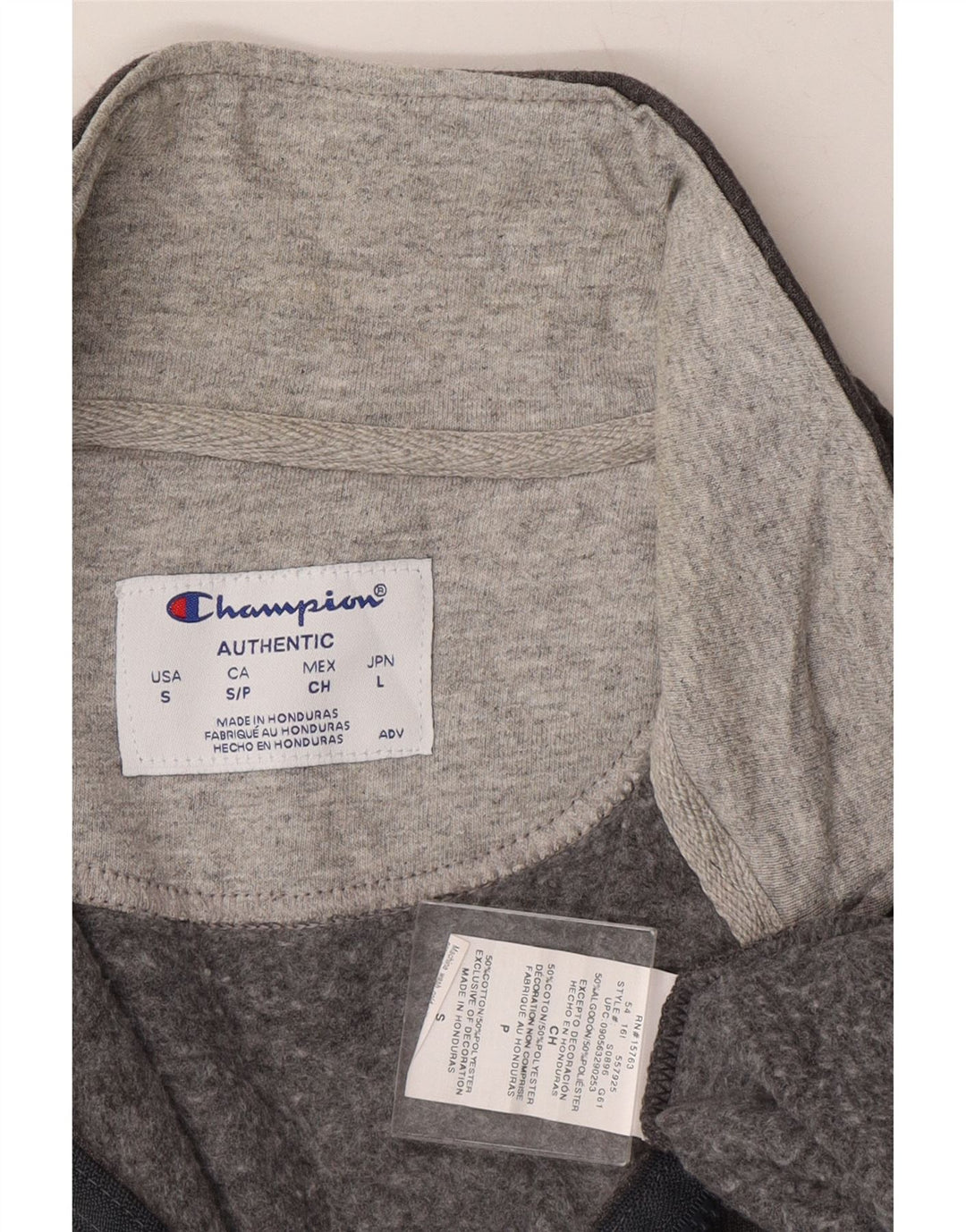 CHAMPION Mens Zip Neck Sweatshirt Jumper Small Grey Cotton Vintage Champion and Second-Hand Champion from Messina Hembry 