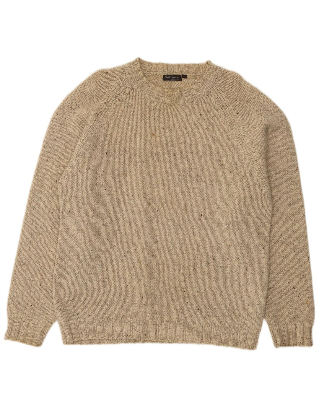 Old England Herre Crew Neck Jumper Sweater XL Beige Flecked New Wool