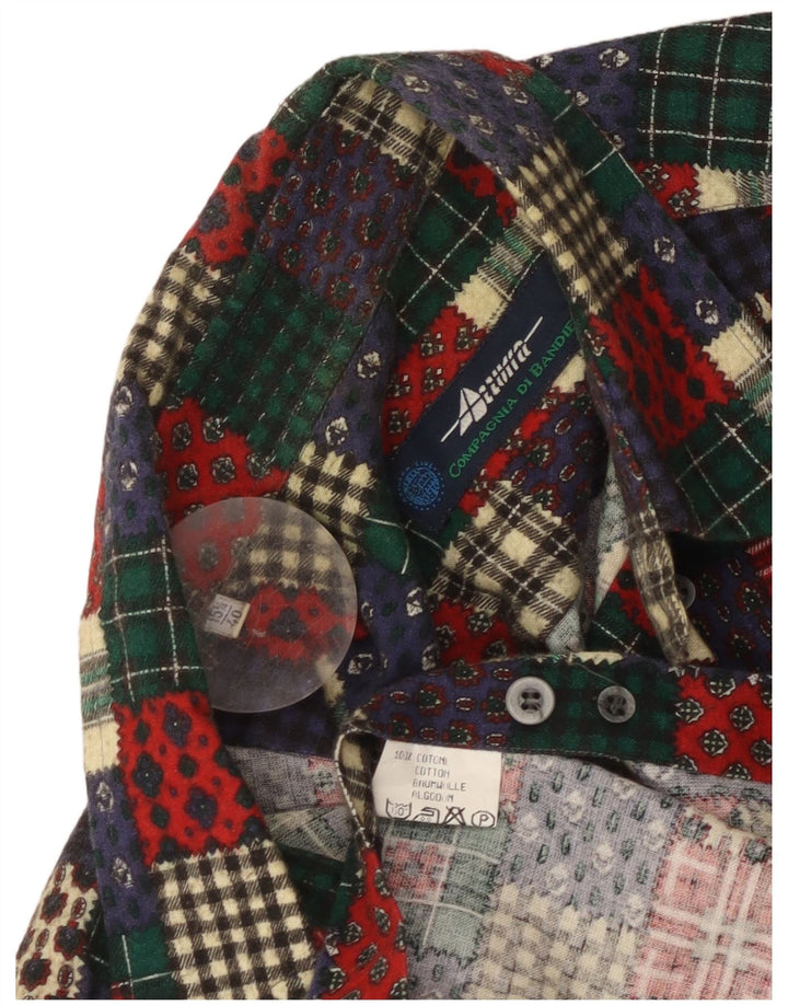 Azzurra Flanellskjorte til mænd Størrelse 15 3/4 40 Medium Flerfarvet Patchwork