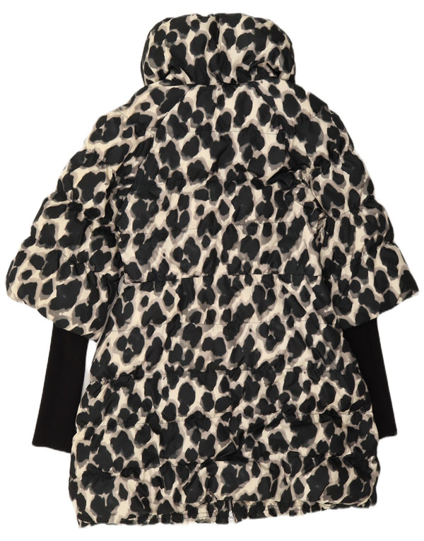 Karen Millen Womens Polstret Frakke UK 12 Medium Black Animal Print Polyester