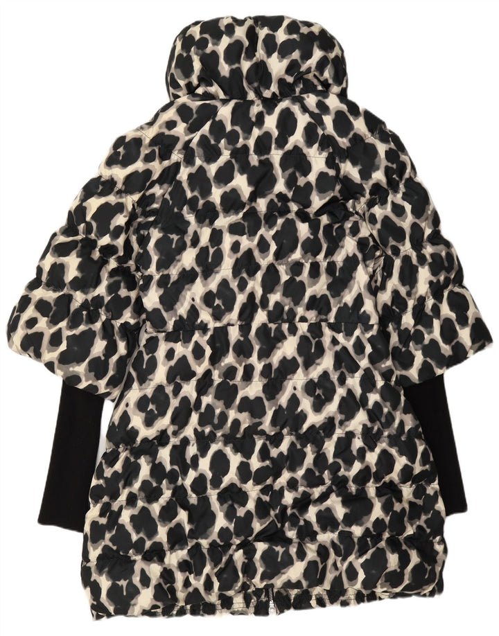 Karen Millen Womens Polstret Frakke UK 12 Medium Black Animal Print Polyester