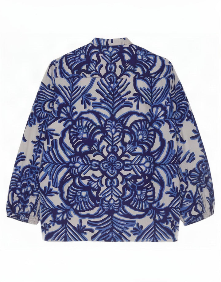 Zara Dame Bluse Top UK 16 Stor Grå Blomster