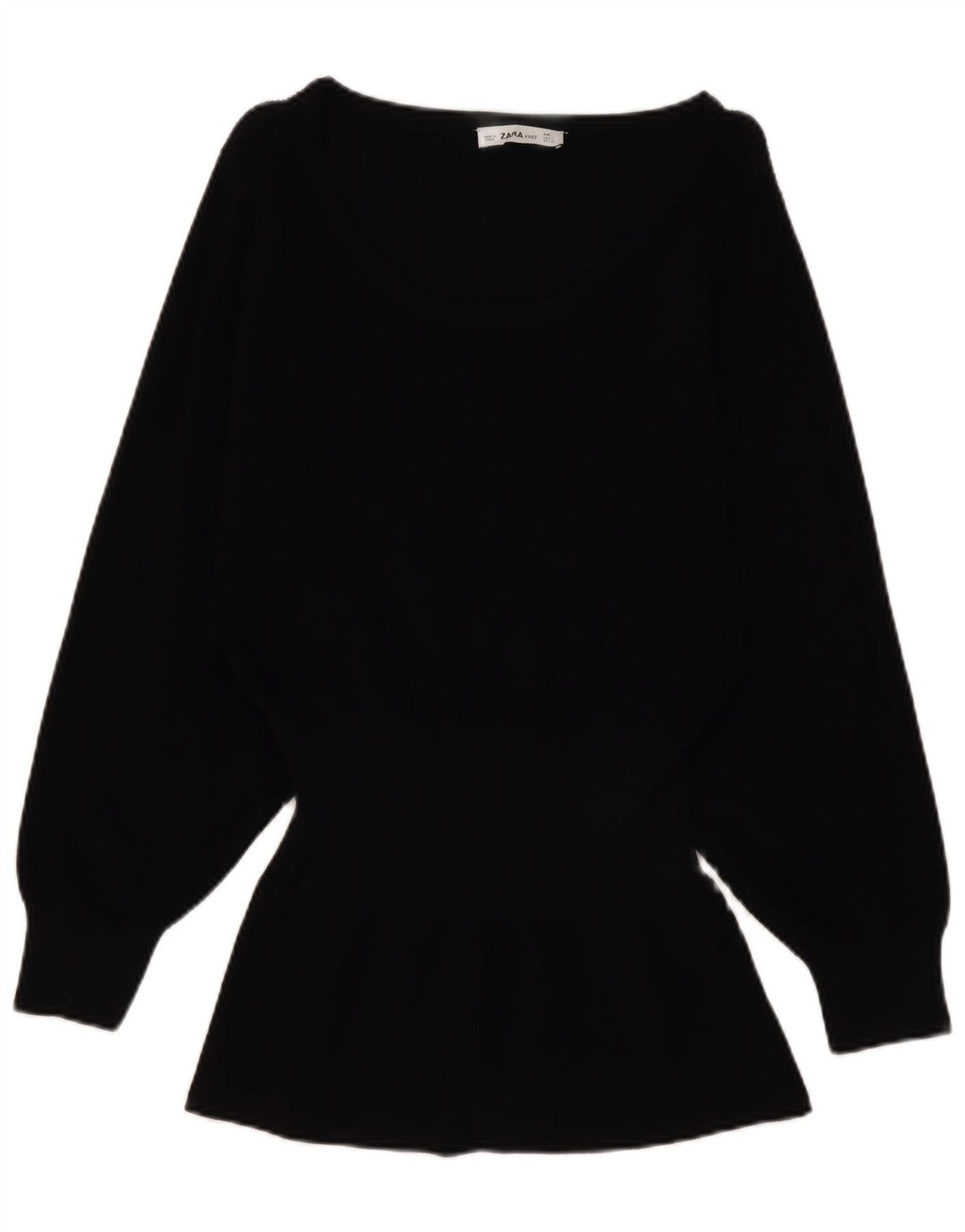 Zara Dame Top Langærmet UK 14 Stor Sort Viscose