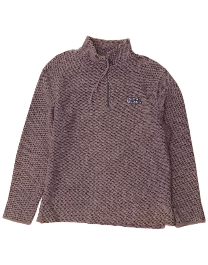 WEIRD FISH Herre Zip Neck Sweatshirt Jumper Large Grå Bomuld