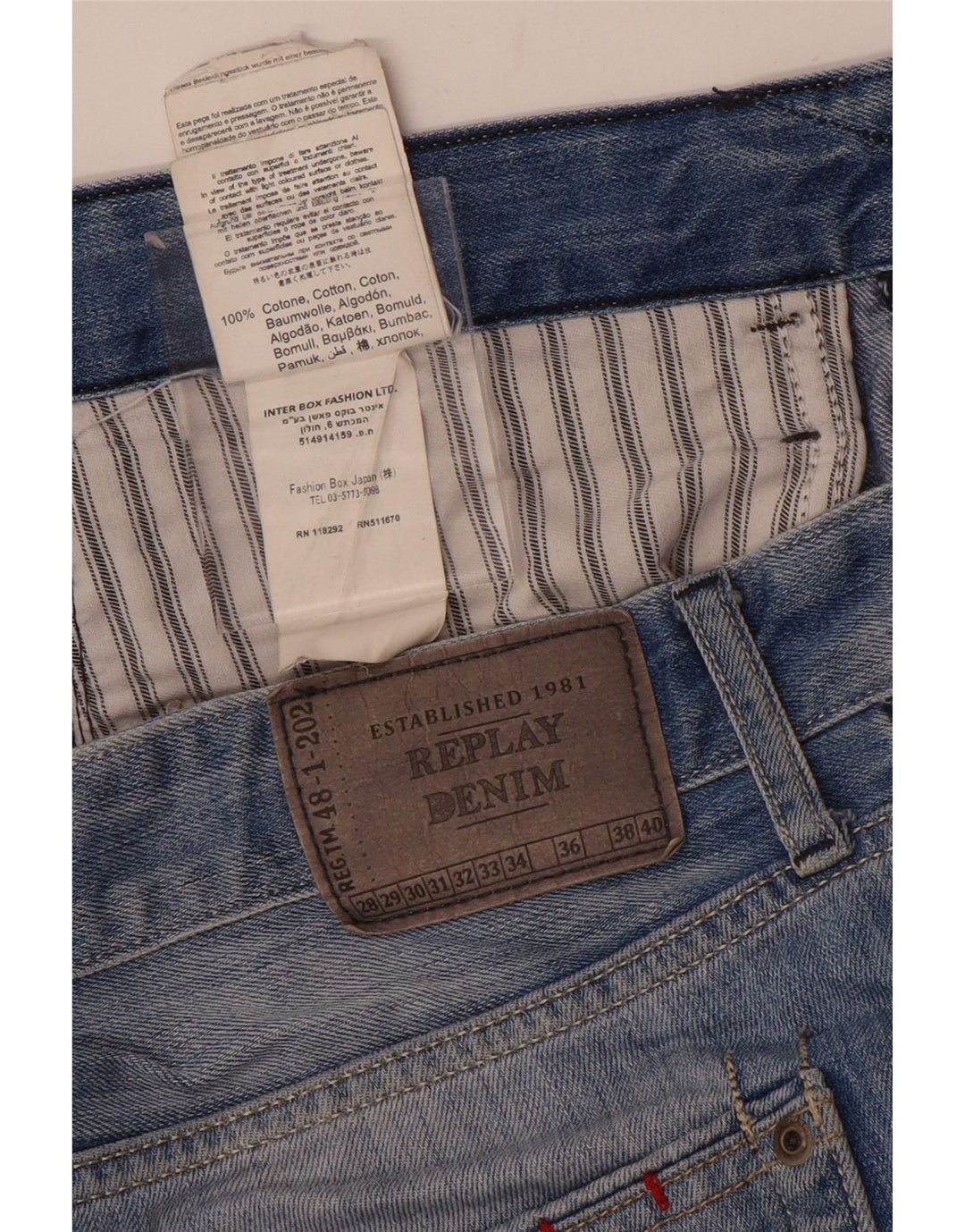 Replay Herre Straight Jeans W34 L32 Blå Bomuld