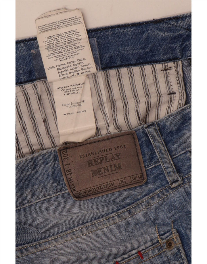 Replay Herre Straight Jeans W34 L32 Blå Bomuld