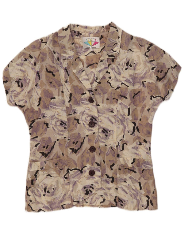 Vintage Dame Kortærmet Skjorte Bluse IT 42 Medium Multicolored Floral