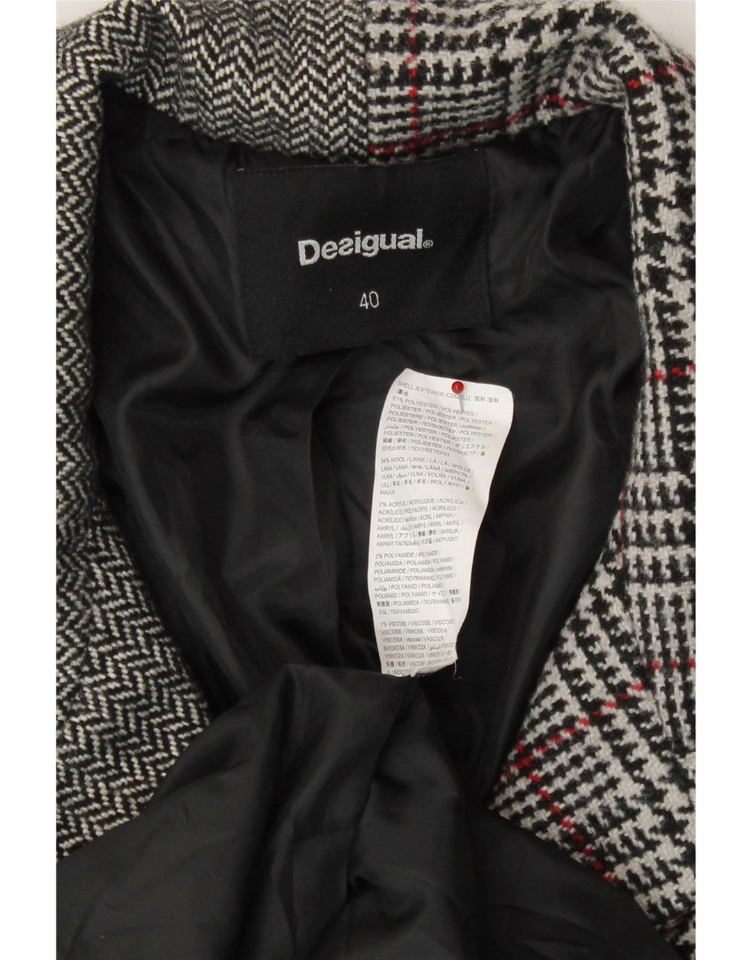 Desigual Dameoverfrakke EU 40 Medium Grey Patchwork Polyester