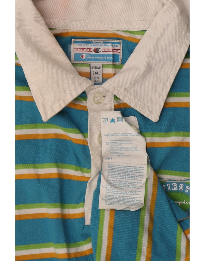 CHAMPION Grafisk poloskjorte til drenge 9-10 år mellemblå stribet bomuld