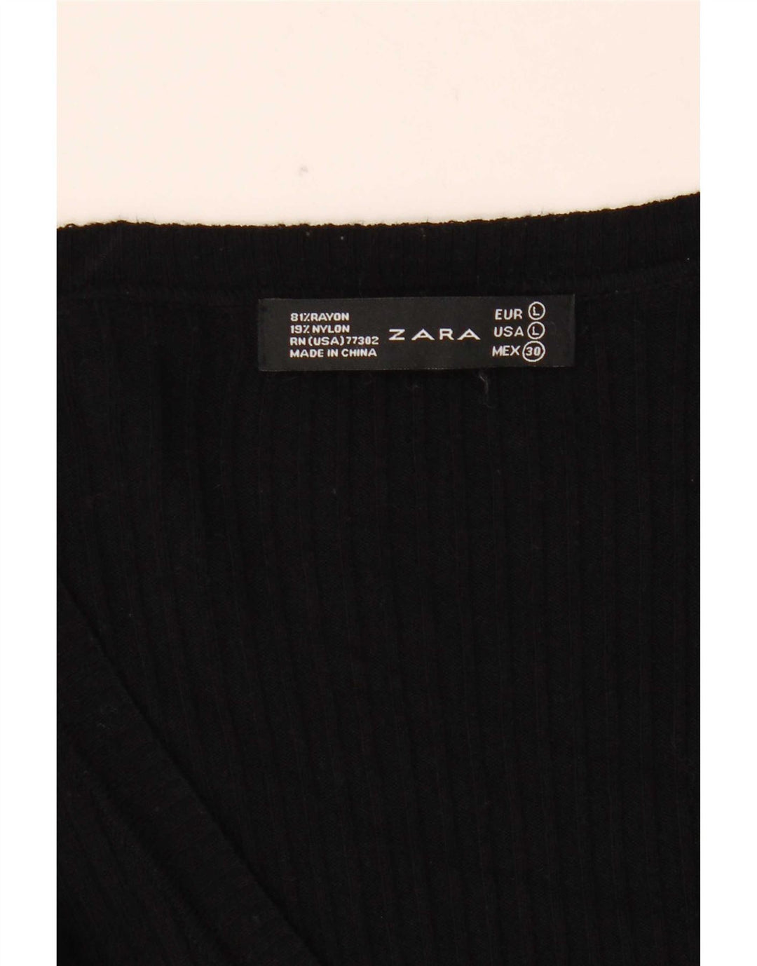 Zara Dame Top Langærmet UK 14 Large Black Rayon