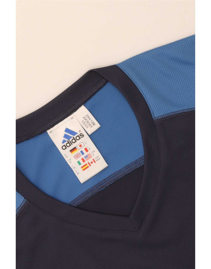 Adidas Herre Climalite Grafisk Top Langærmet Medium Navy Blue Colourblock