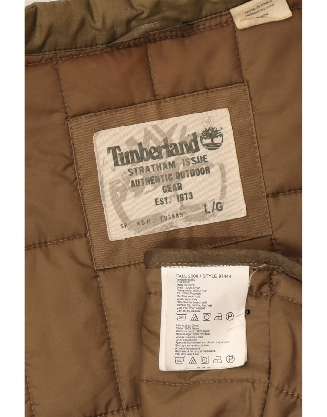 Timberland Mens Polstret Gilet UK 40 Large Khaki