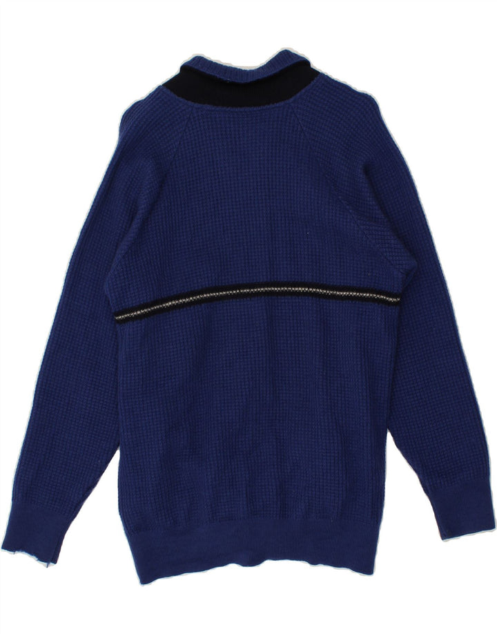 VINTAGE Mens Shawl Neck Jumper Sweater IT 48 Medium Blue Vintage Vintage and Second-Hand Vintage from Messina Hembry 