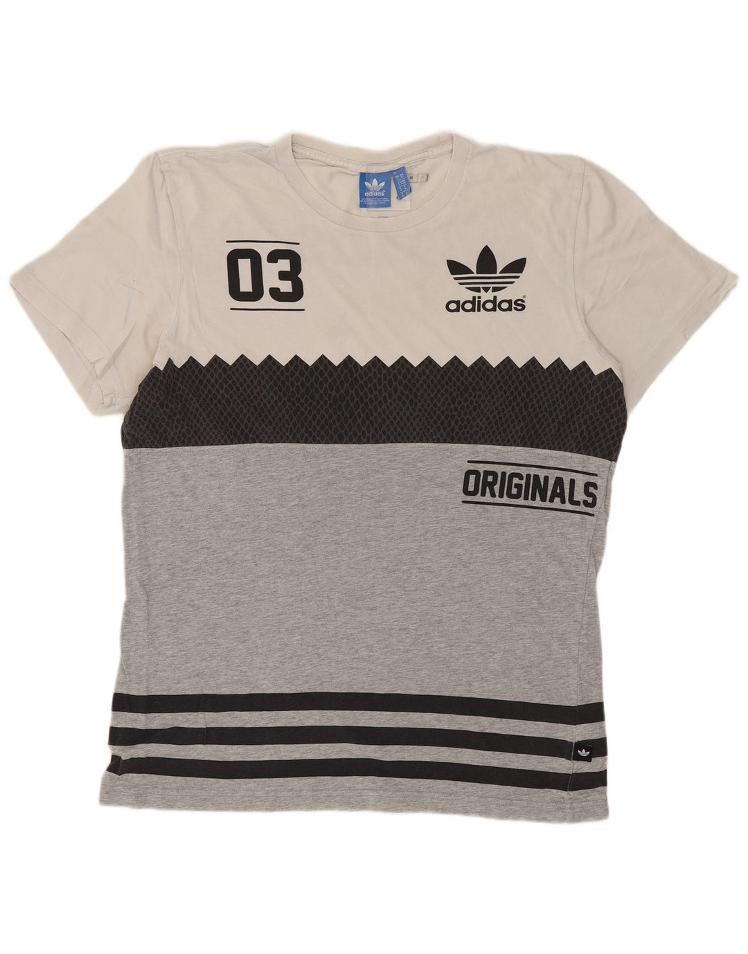 ADIDAS Herre Originals Grafisk T-Shirt Top Mellemgrå Colourblock Bomuld