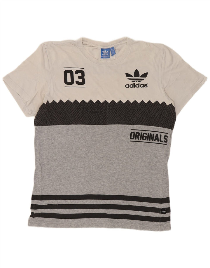 ADIDAS Herre Originals Grafisk T-Shirt Top Mellemgrå Colourblock Bomuld