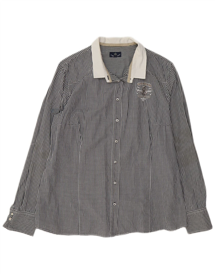 Vintage dameskjorte EU 42 XL Sort Gingham Bomuld