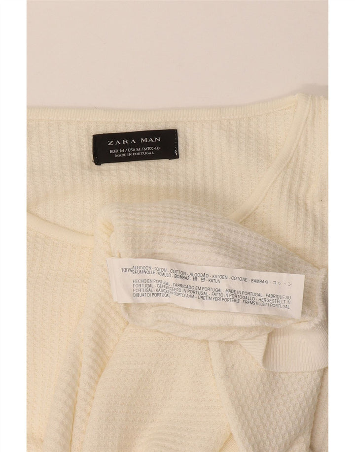 Zara Herre sweater med rund hals, medium off white bomuld