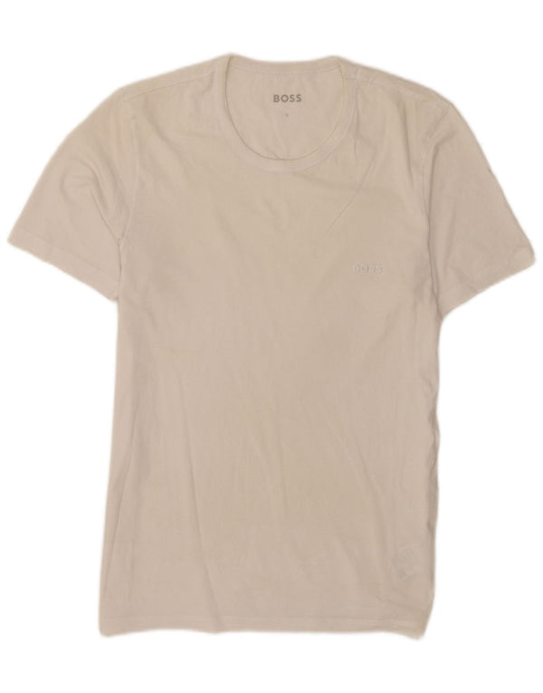 Hugo Boss Herre T-Shirt Top Lille Hvid Bomuld