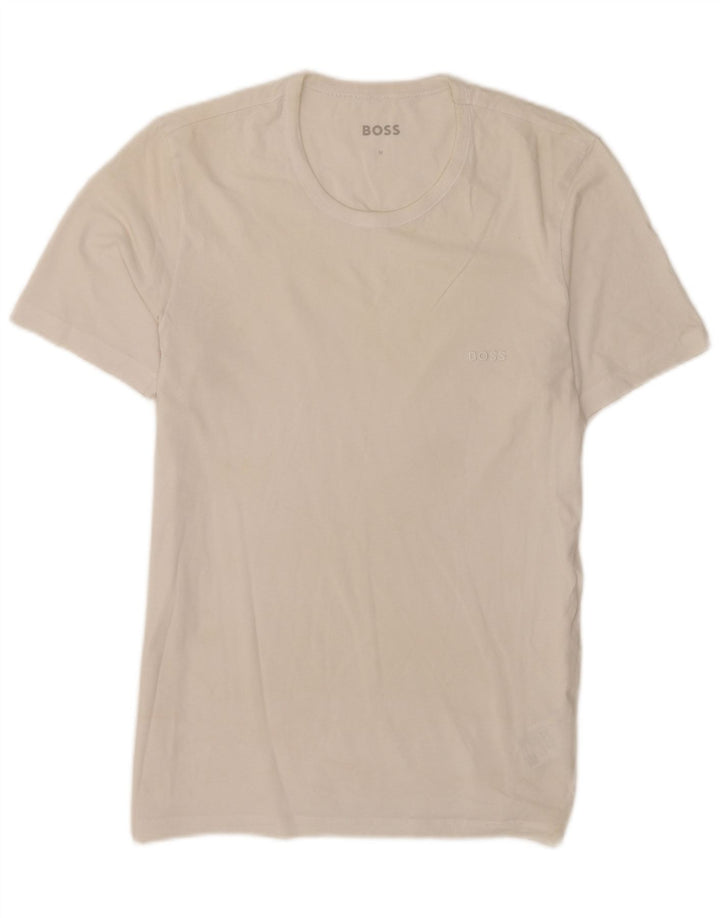 Hugo Boss Herre T-Shirt Top Lille Hvid Bomuld