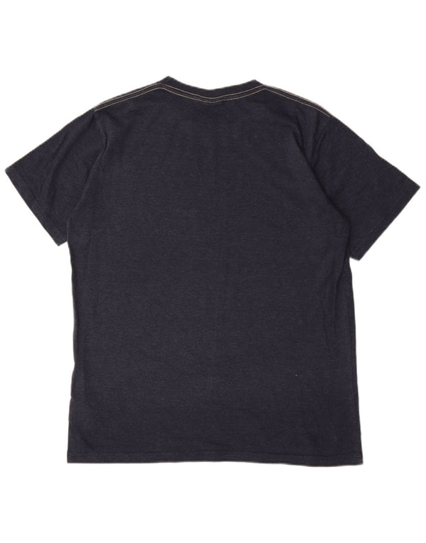 Weird Fish Herre grafisk T-shirt Top Medium Marineblå Bomuld