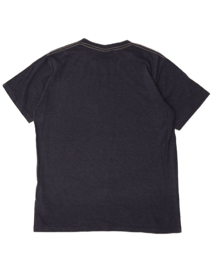 Weird Fish Herre grafisk T-shirt Top Medium Marineblå Bomuld