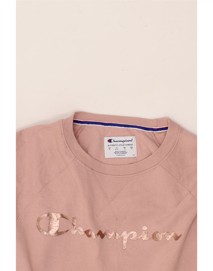 CHAMPION Womens Graphic Sweatshirt Jumper UK 18 XL Pink Vintage Champion and Second-Hand Champion from Messina Hembry 
