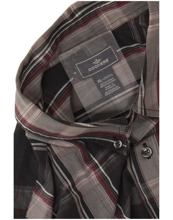 DOCKERS Herreskjorte str. 17 1/2 XL Sort ternet bomuld