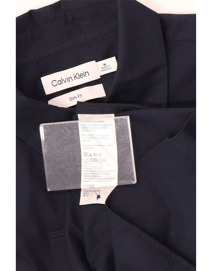 Calvin Klein Herre kortærmet Slim Fit skjorte Medium marineblå bomuld