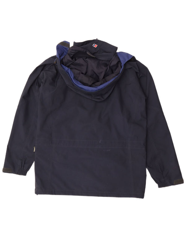 Berghaus Mens Hooded Rain Jacket UK 38 Medium Navy Blue Polyester
