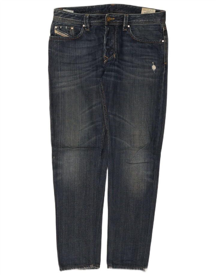 DIESEL Dame Larkee Distressed Slim Jeans W32 L32 Blå Bomuld