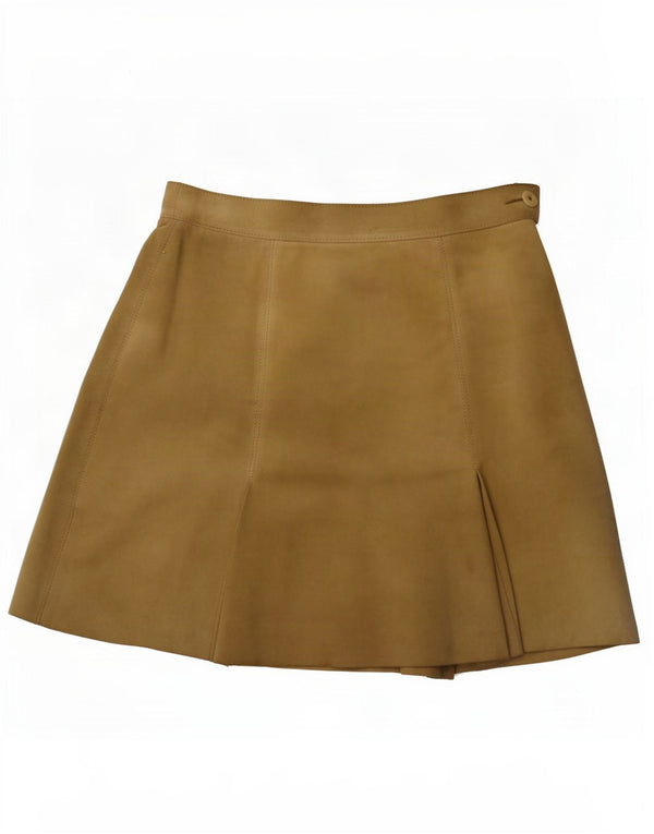 Vintage Dame Ruskind Mini Nederdel IT 44 Medium W30 Beige