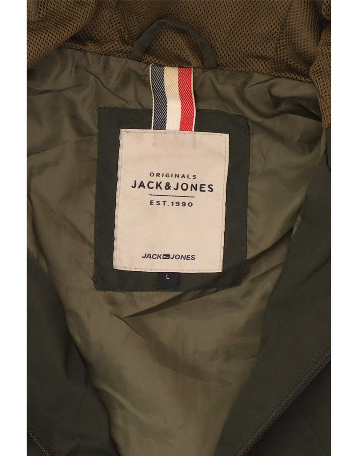 Jack & Jones Regnjakke med hætte til mænd UK 40 Stor grøn polyester