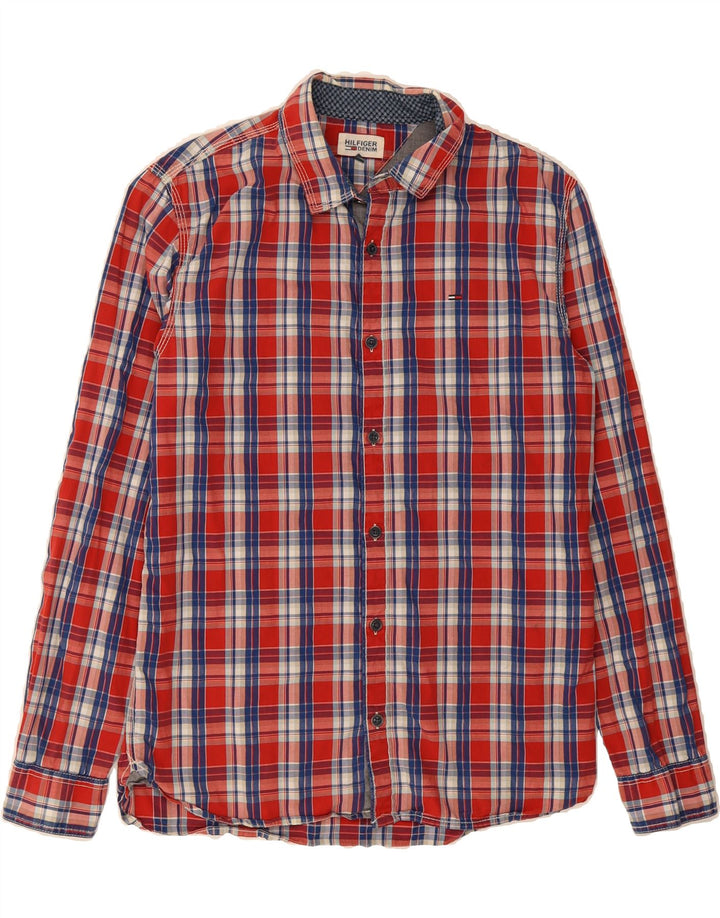 TOMMY HILFIGER Mens Shirt Large Red Check Cotton Vintage Tommy Hilfiger and Second-Hand Tommy Hilfiger from Messina Hembry 